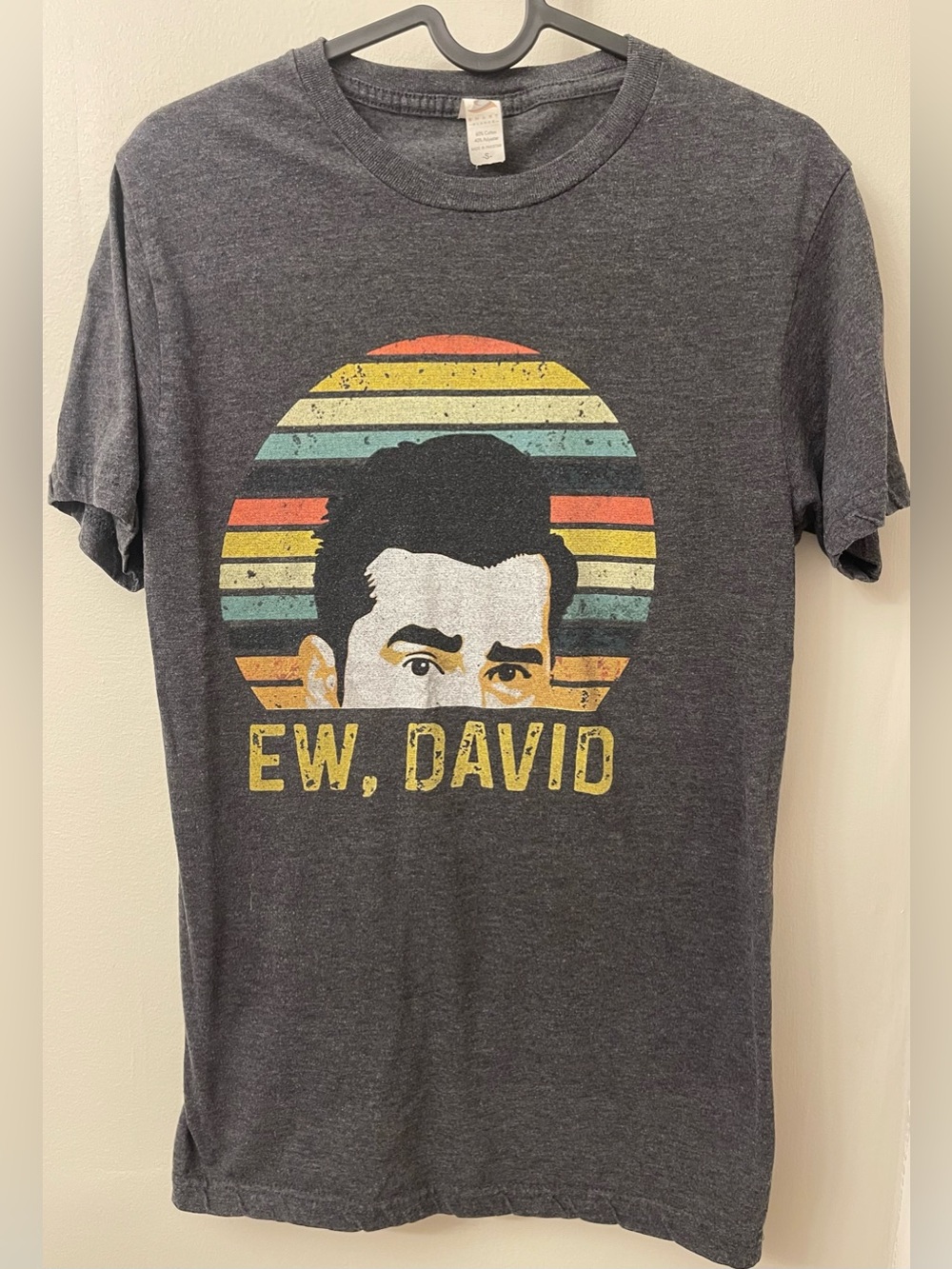 Ew, David Retro Schitts Creek Graphic Tee - Charcoal